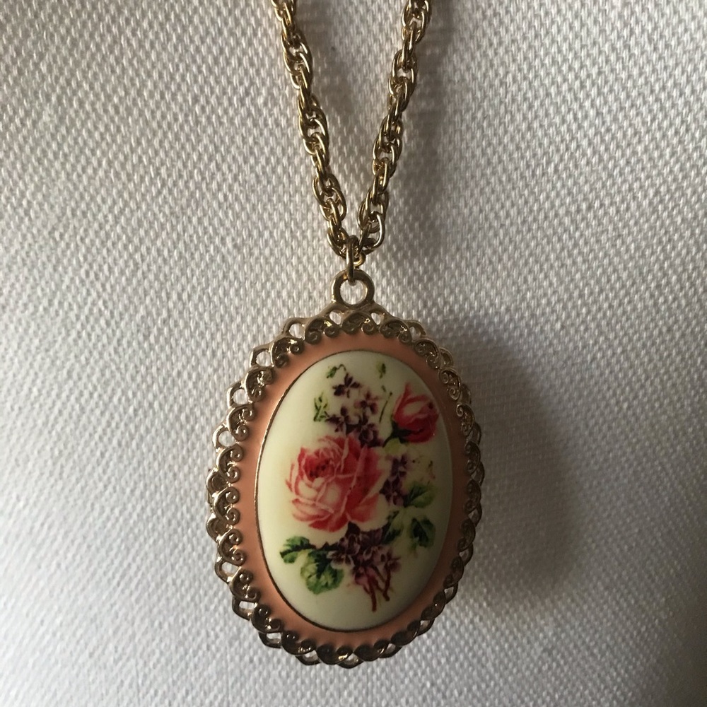 Vintage Rose Locket Necklace